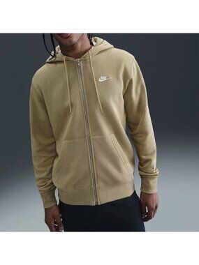 Nike NSW Club Full Zip Fleece Hoodie Beige White Men's Sizes FN3861-297